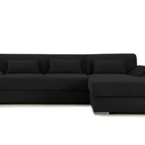 PICASSO Black Extendable Corner Sofa with Storage Compartment, Left/Right Variants – 300x170x80 cm