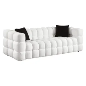 BESYO 3-Seater Sofa, White Bouclé Upholstery