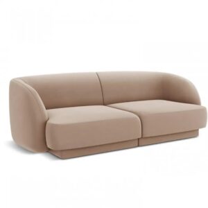 Beige Cappuccino Velvet Sofa for 2 People – Miley by Besolux