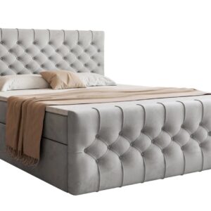 Silver Velvet Bed 180x200 cm Kastra Boxspring by FURPOL