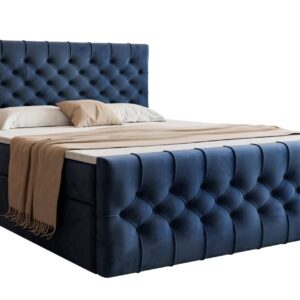 Navy Blue Velvet Bed 180x200 cm Kastra Boxspring by FURPOL
