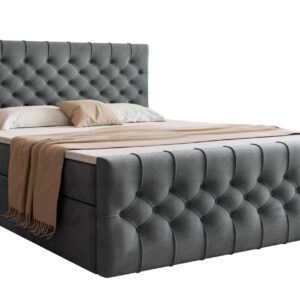 Grey Velvet Bed 180x200 cm Kastra Boxspring by FURPOL