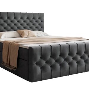 Dark Grey Velvet Bed 180x200 cm Kastra Boxspring by FURPOL
