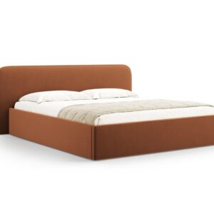 Terracotta Brown Velvet Bed 200x200 cm Athens Besolux