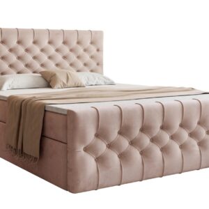 Pink Velvet Bed 180x200 cm Kastra Boxspring by FURPOL