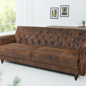 Canapea extensibila maro antichizat din textil 220 cm Maison Belle
